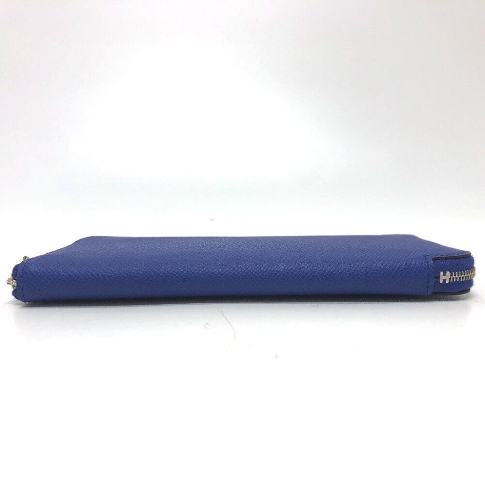 HERMES Azap Long Silk-In Zip Around Long Wallet Epsom Blue Based - Picture 9 of 11